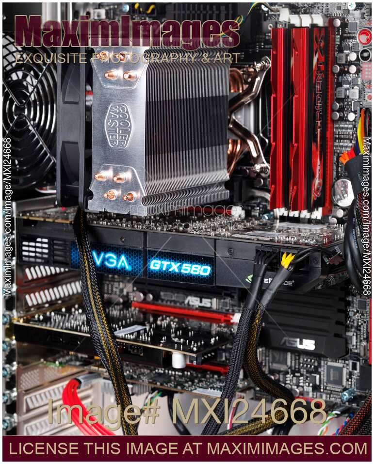 Closeup of computer motherboard