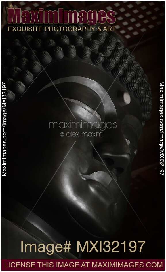 Closeup of Great Buddha face in Todai-ji temple