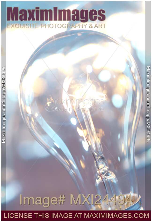 Closeup of illuminated light bulb