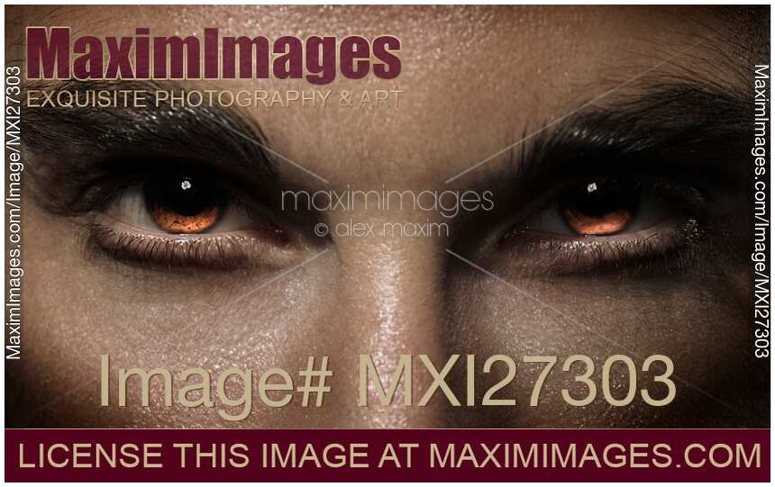Closeup of man fierce eyes