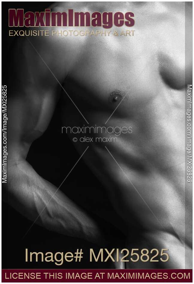 Closeup of man slim naked body