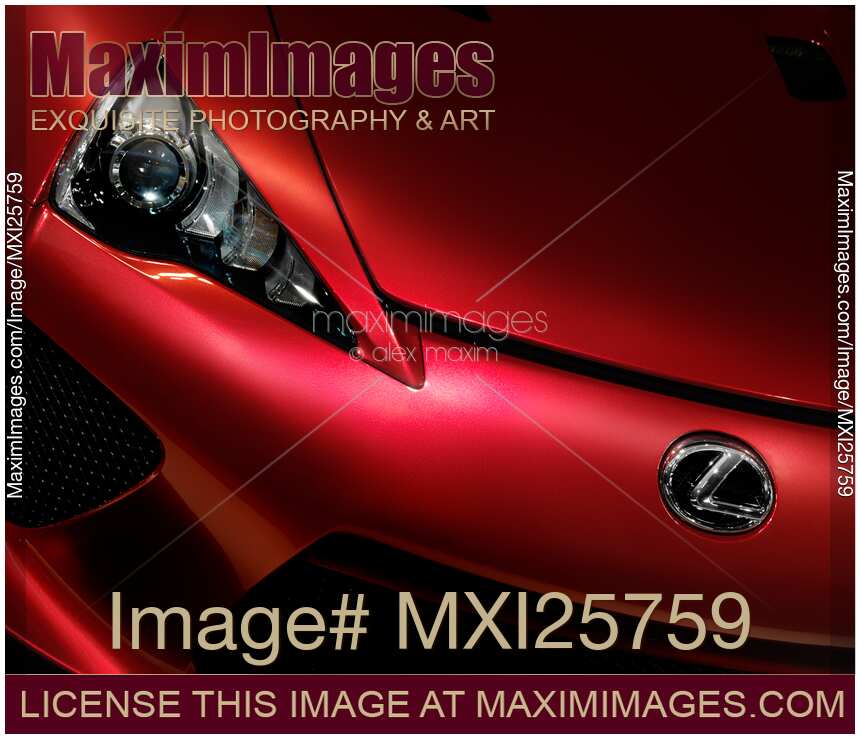 Closeup of red Lexus LFA car