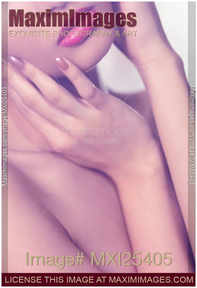 Closeup of sensual woman mouth and pink lips