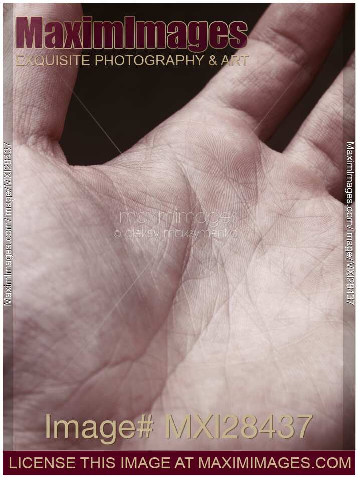 Closeup of skin on man palm