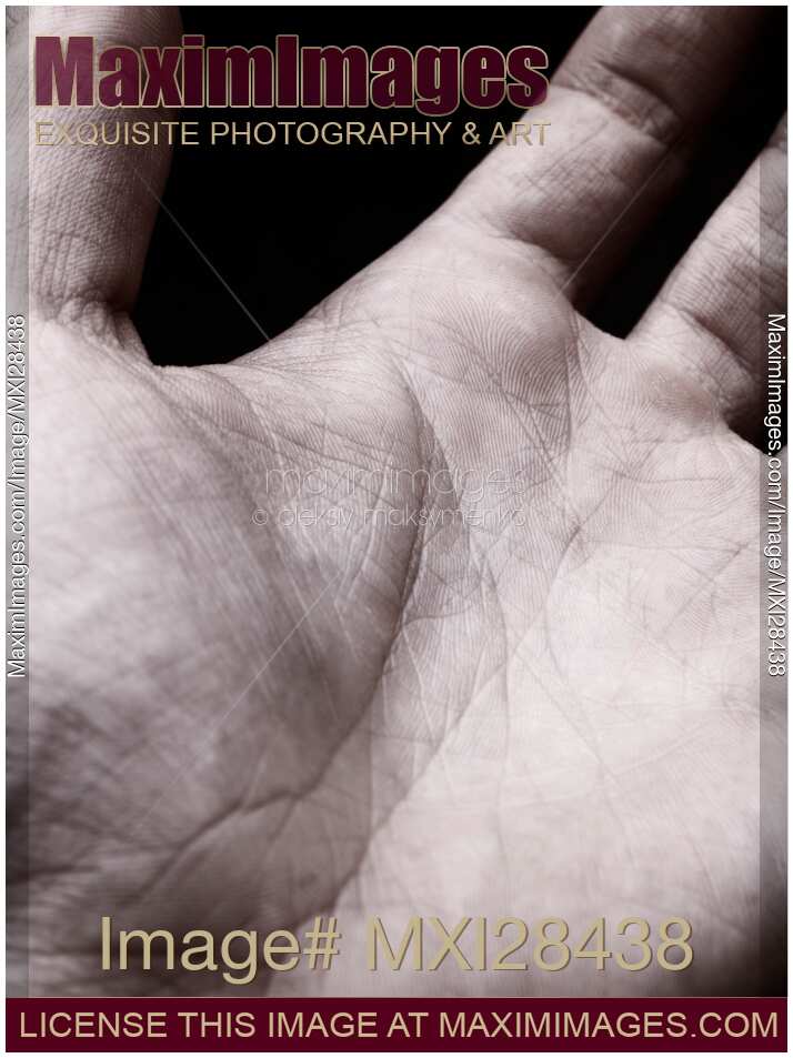 Closeup of skin on man palm