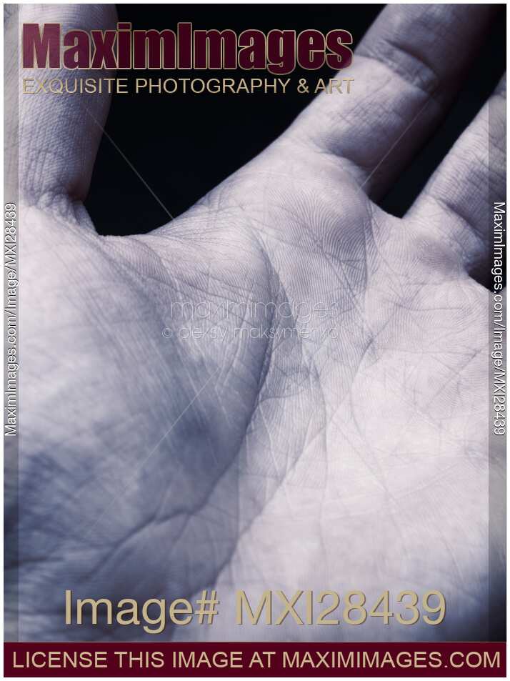 Closeup of skin on man palm
