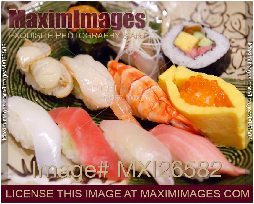 Closeup of sushi on a plate