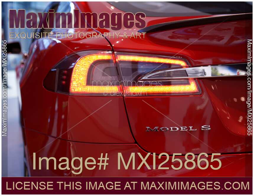 Closeup of Tesla Model S electric car