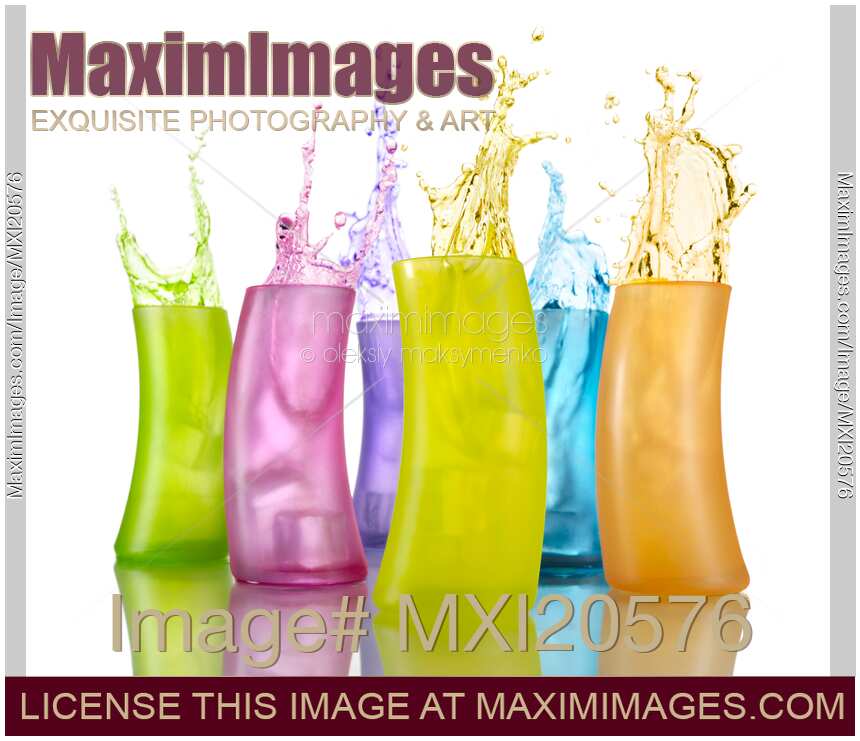 Colorful Drink Splashing from Glasses