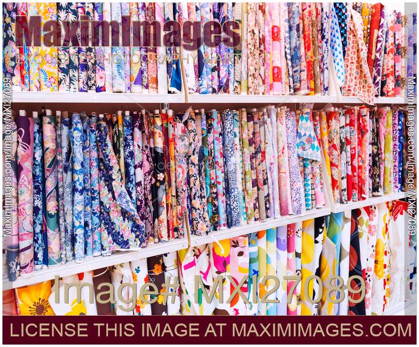 Colorful fabrics in a store