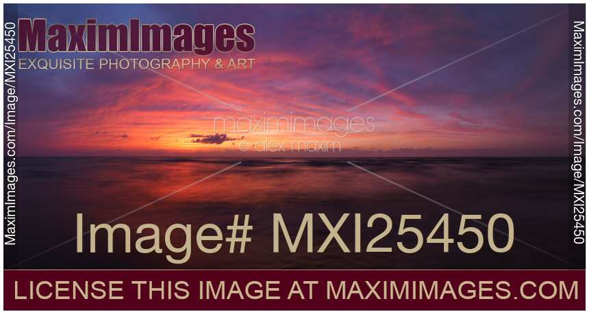 Colorful panoramic sunset scenery of lake Huron