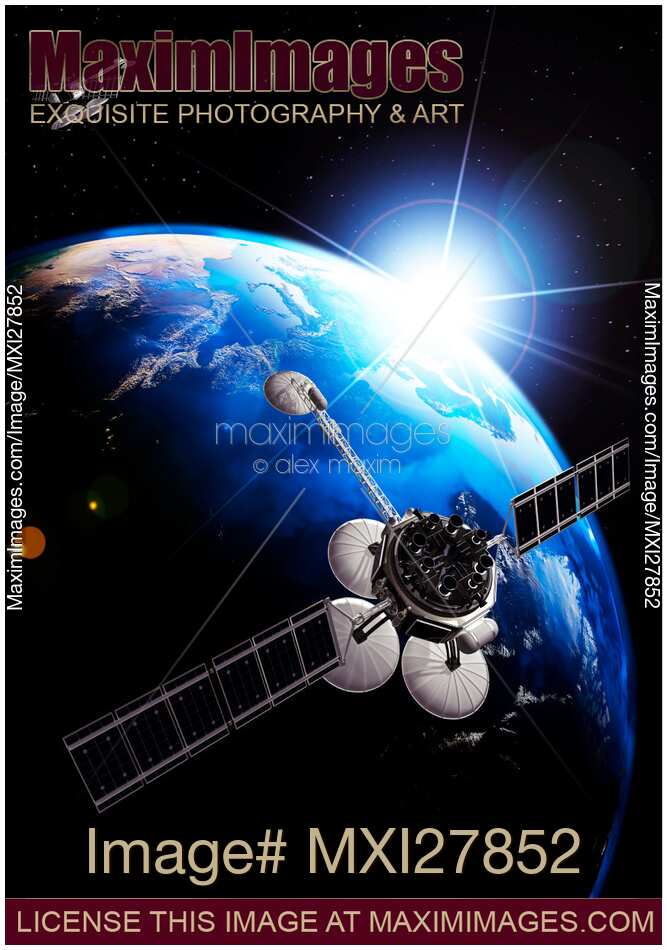 Communication satellites Space internet Starlink concept