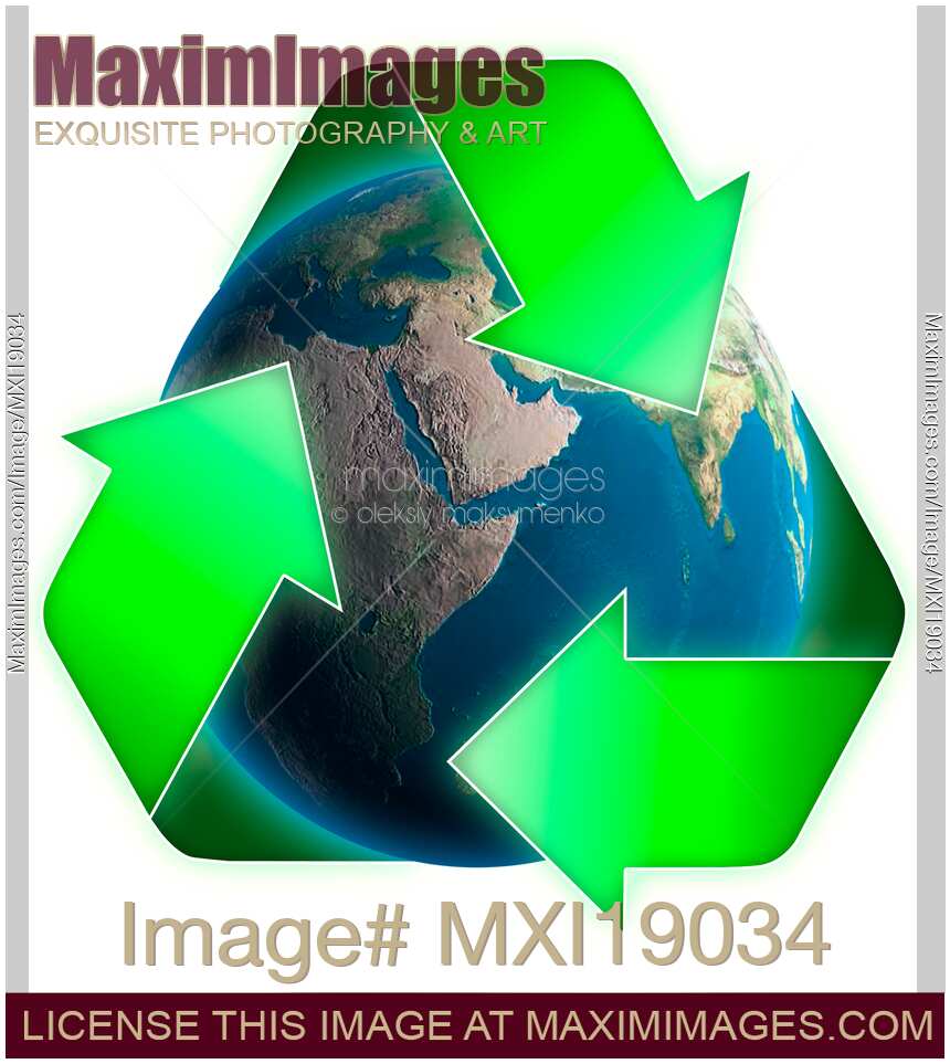 Conceptual Recycling Symbol over Earth Globe
