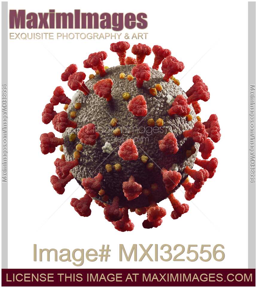 Coronavirus COVID-19 virus particle 3D illustration isolated on white
