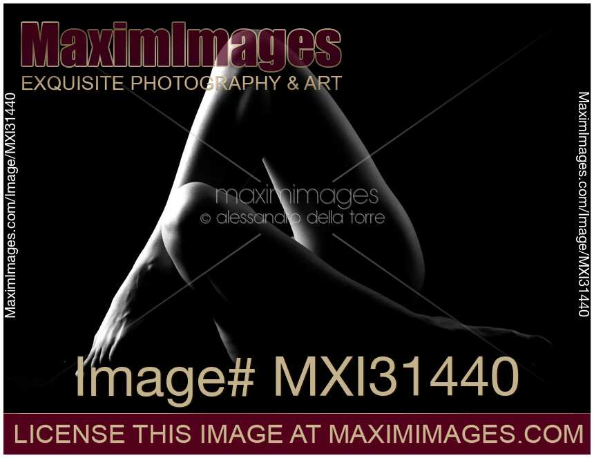 Crossed woman legs abstract black and white artistic nude