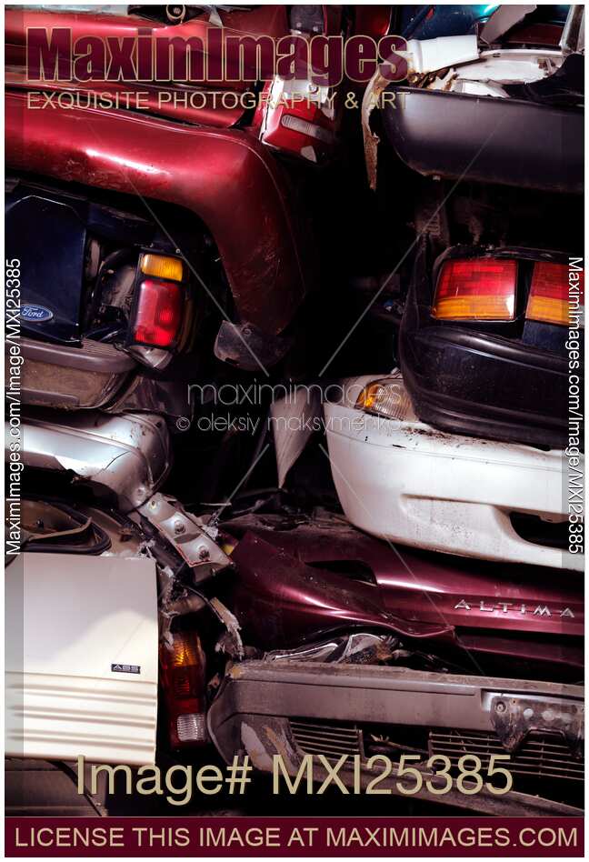 Crushed Cars at Scrap Yard