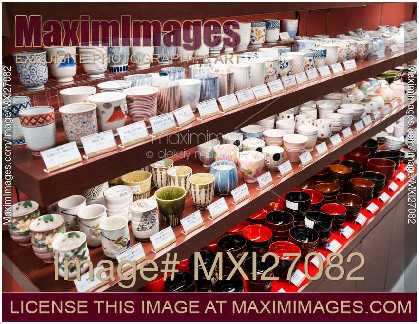 Cups and bowls in Japanese store