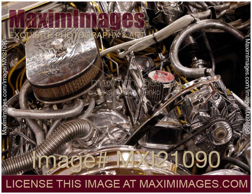 Custom Car Chromed Engine