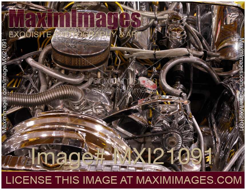 Custom Car Chromed Engine