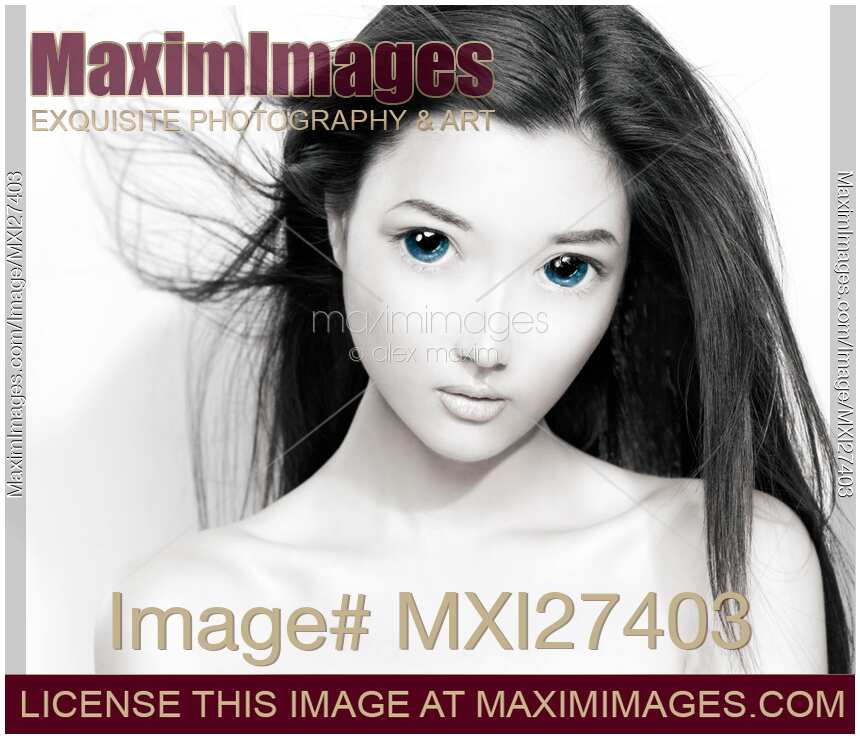 Photo Of Cute Anime Girl With Big Blue Eyes Artistic Portrait