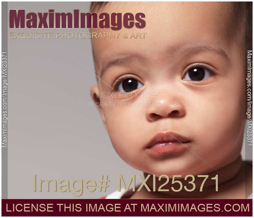 Cute black baby girl closeup portrait