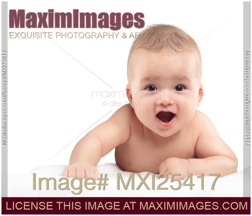 Cute Four Month Old Baby Boy with Funny Excited Expression