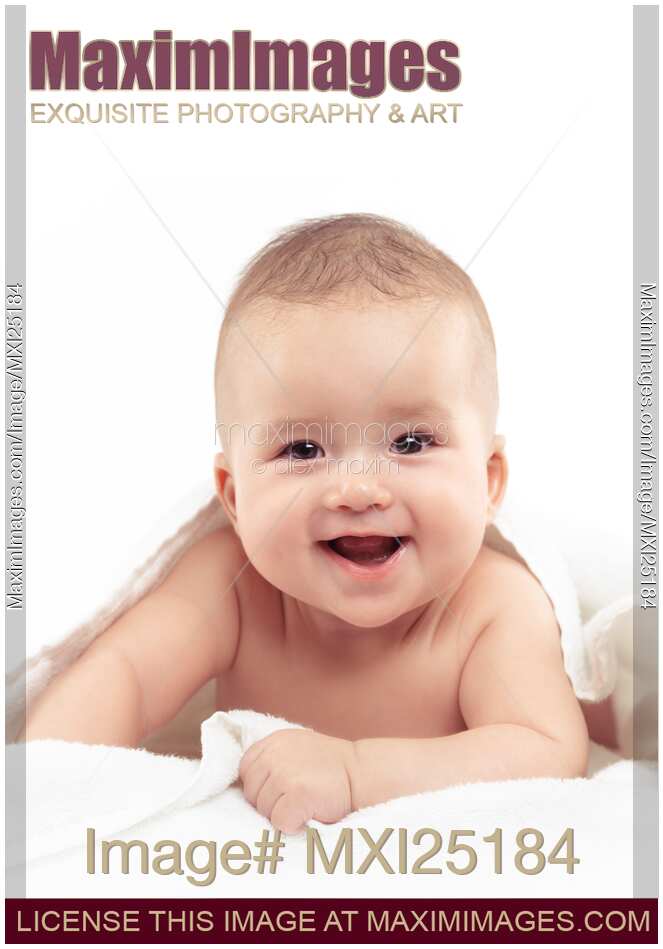 Cute Smiling Four Month Old Baby Boy Portrait