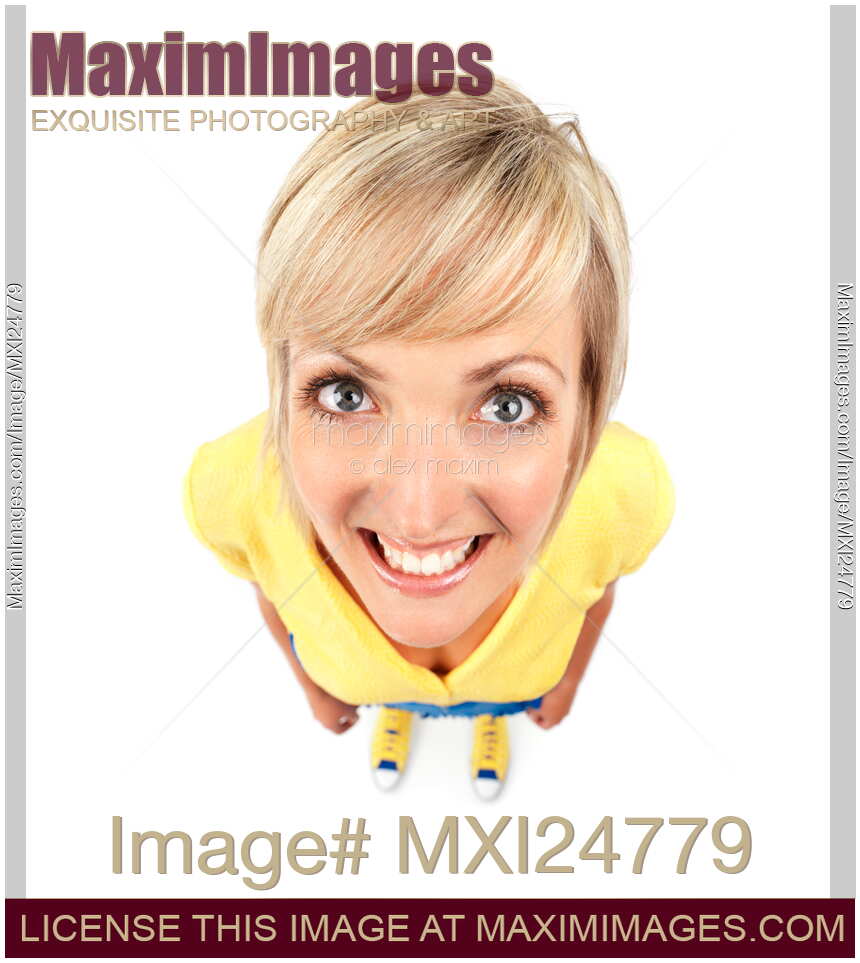 Cute smiling young woman humorous photo