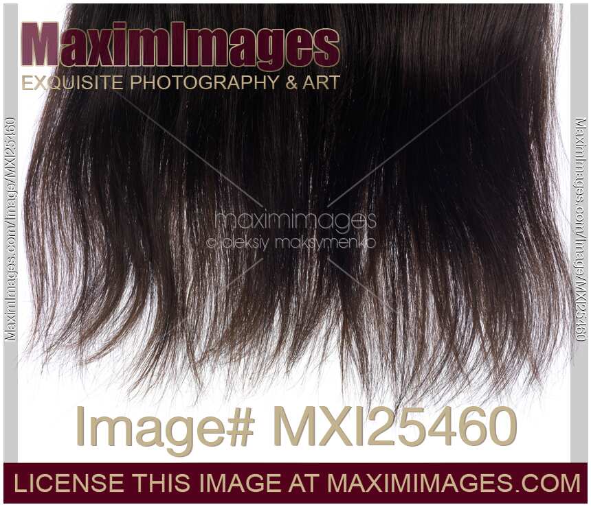 Dark brown hair isolated on white background