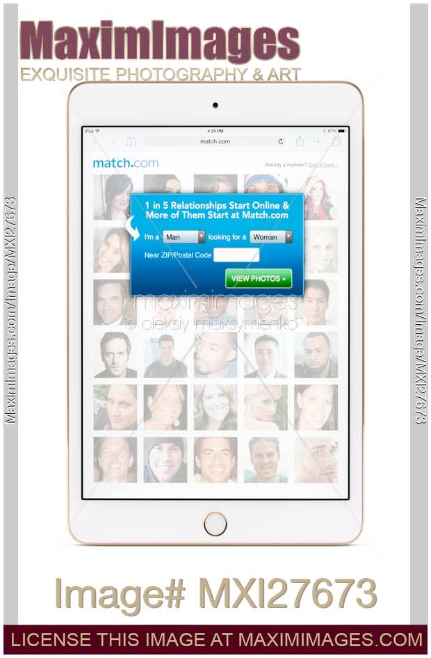 Dating website on iPad tablet screen