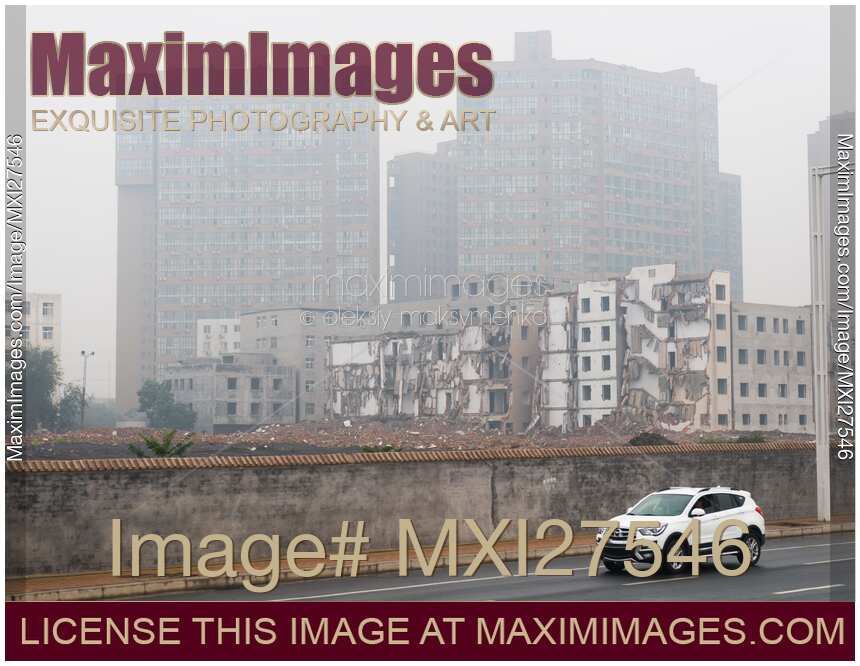 Demolished and new buildings in China
