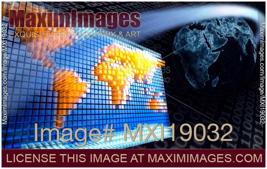 Digital World Map and Earth Globe
