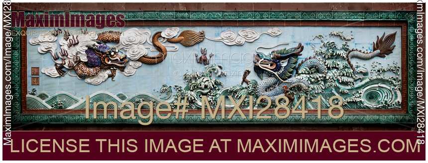 Dragons ceramic art at Foshan Ancestor Temple in China