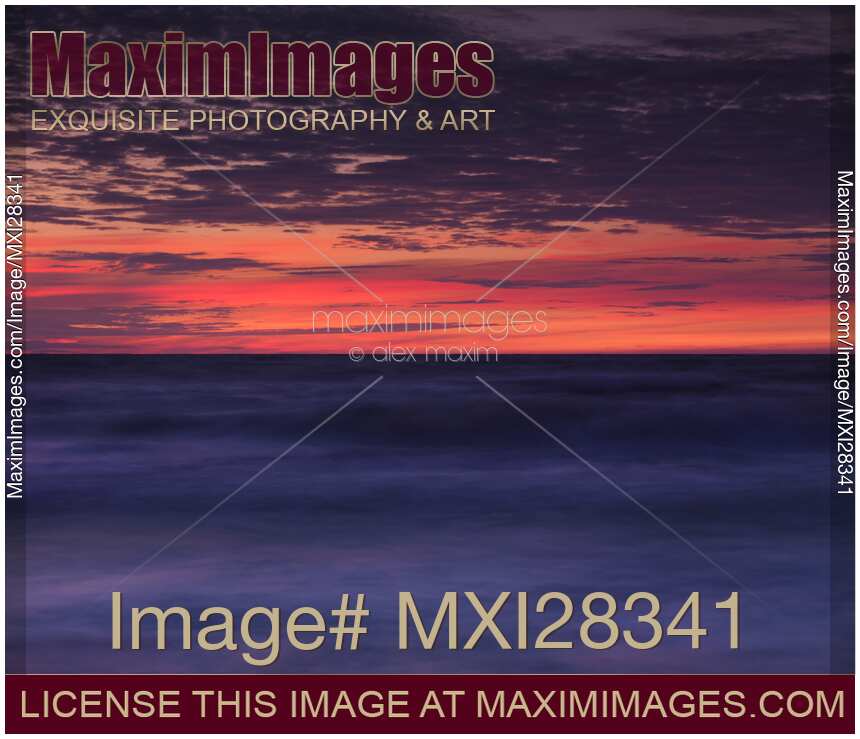 Dramatic abstract sunset scenery of lake Huron