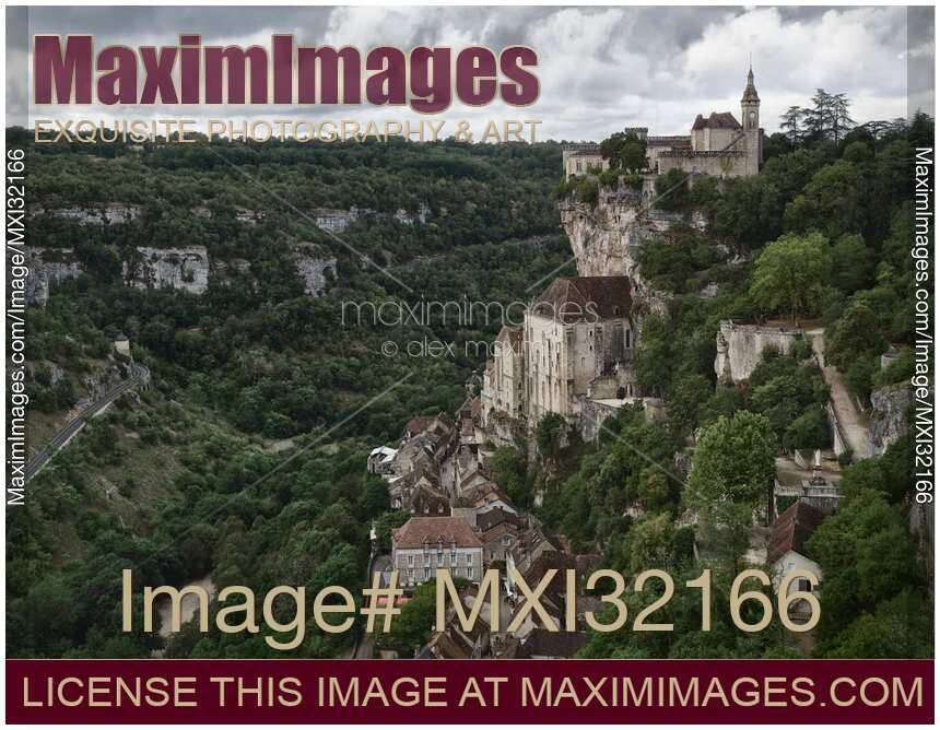 Dramatic landscape of Rocamador cliffside village in South France