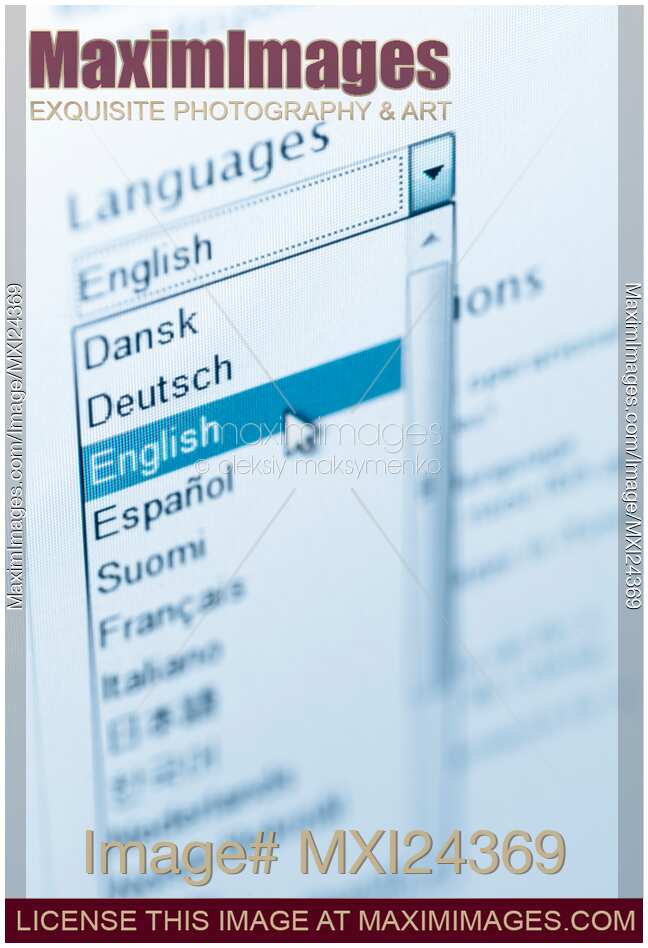 Ecommerce web site languaqge selection menu