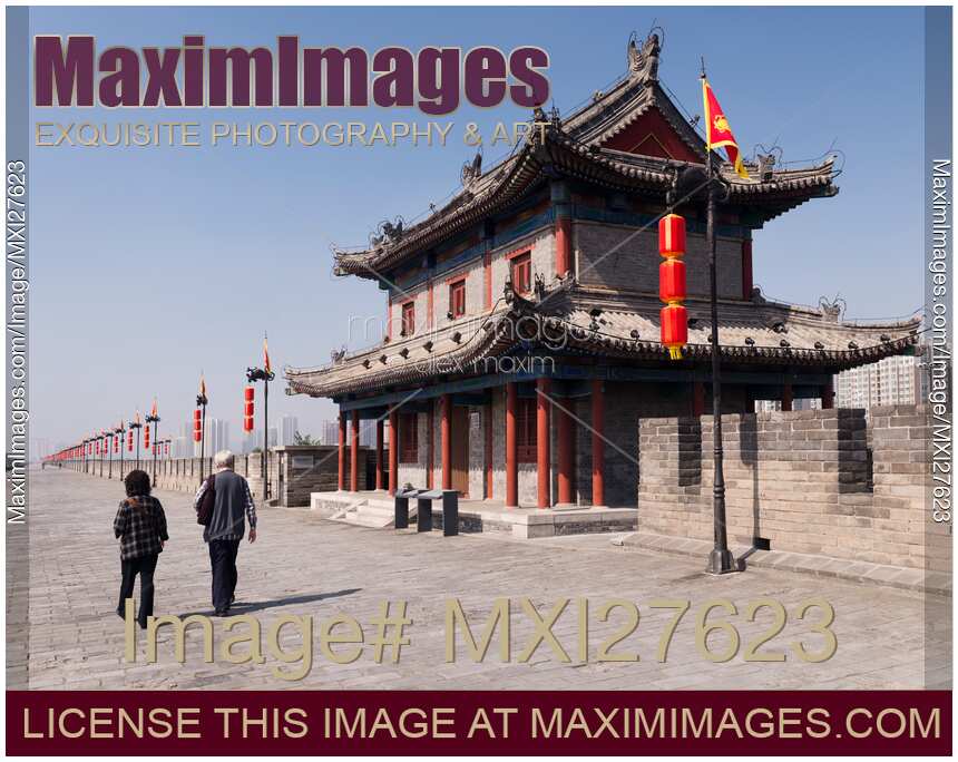Elderly couple on Xi'an city wall in China