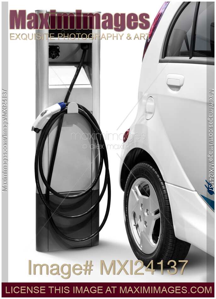 Electric car at a charging station