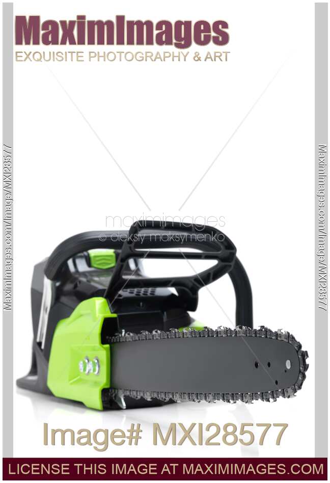Electric Cordless Chainsaw on white background