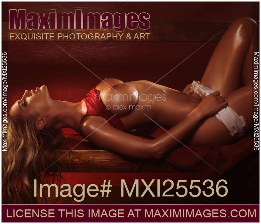 Erotic photo of woman lying half naked on a bench Charlie Riina
