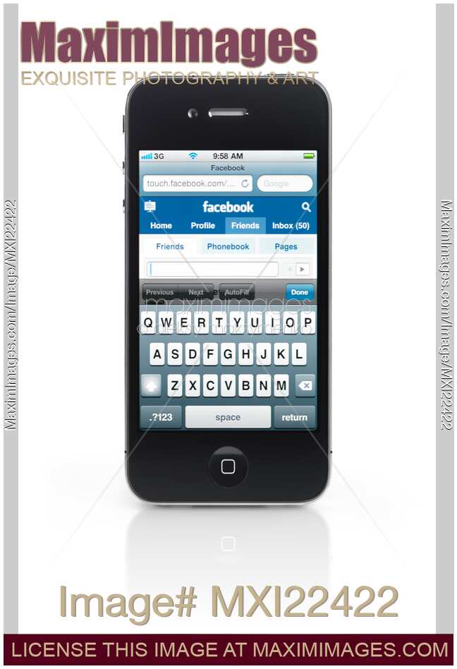 Facebook Web Site Open on Apple iPhone 4 Smartphone