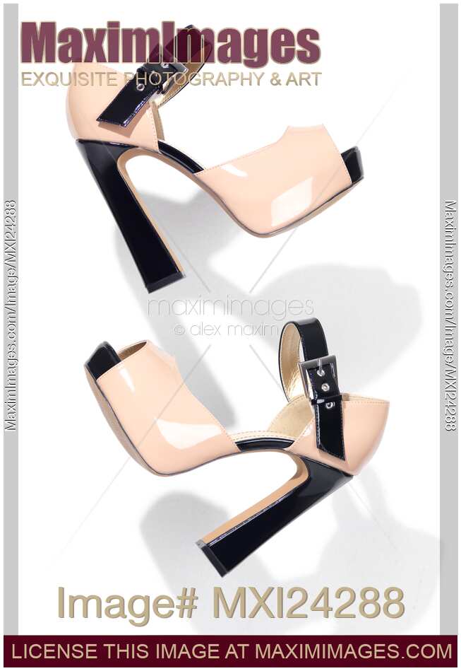 Falling pair of fancy high heel shoes