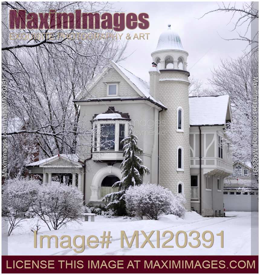 Family House Covered with Snow