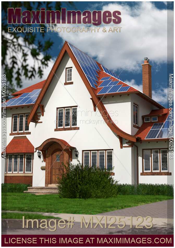 Family house with solar panels