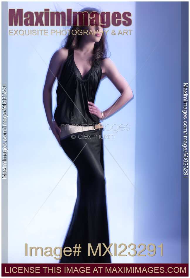 Fashion Photo of a Woman in Shining Blue Settings