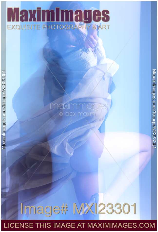 Fashion Photo of a Woman in Shining Blue Settings