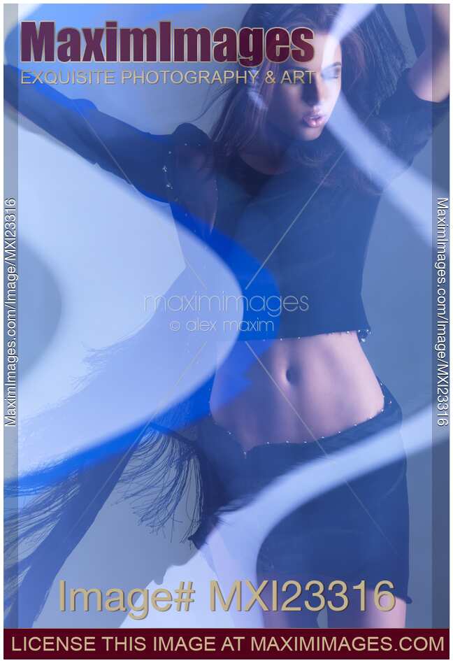 Fashion Photo of a Woman in Shining Blue Settings