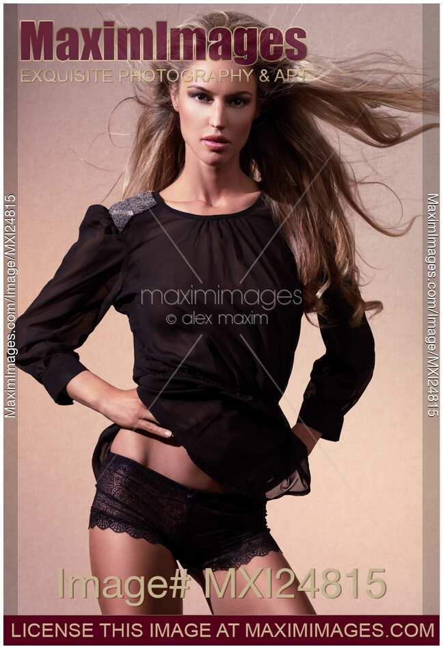 Fashion photo of woman in black lingerie