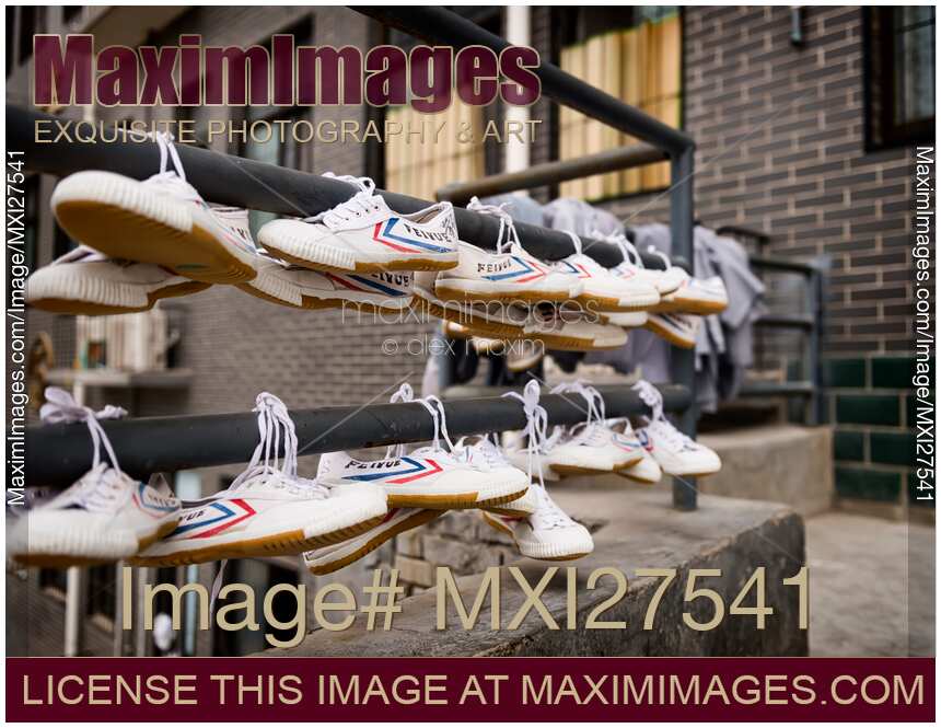 Feiyue shoes drying at Shaolin dormitory in China