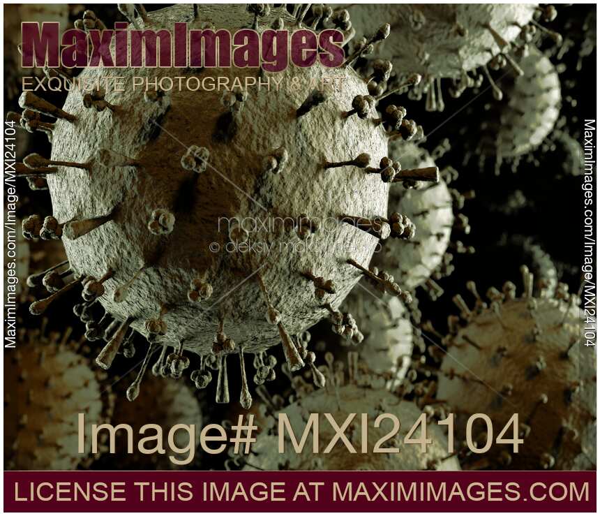 Flu virus Influenza A closeup of particles